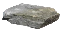 A large piece of grey slate viewed from the side. The slate has other tones of yellow, white and green throughout.